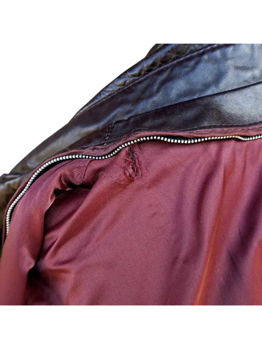 Vintage 1980s Member's Only Leather Bomber Jacket 44 Brown Korea Zip Liner - Picture 10 of 10